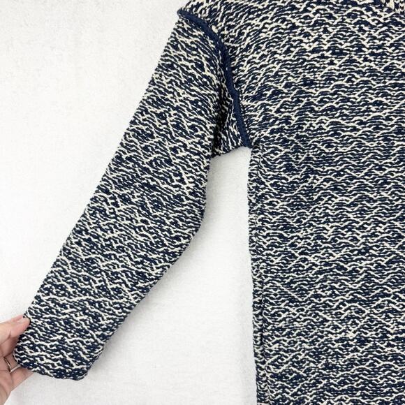 J. Crew Relaxed Wideneck Boxy Thick Textured Knit Sweater Navy M Preppy Minimal - Picture 6 of 14